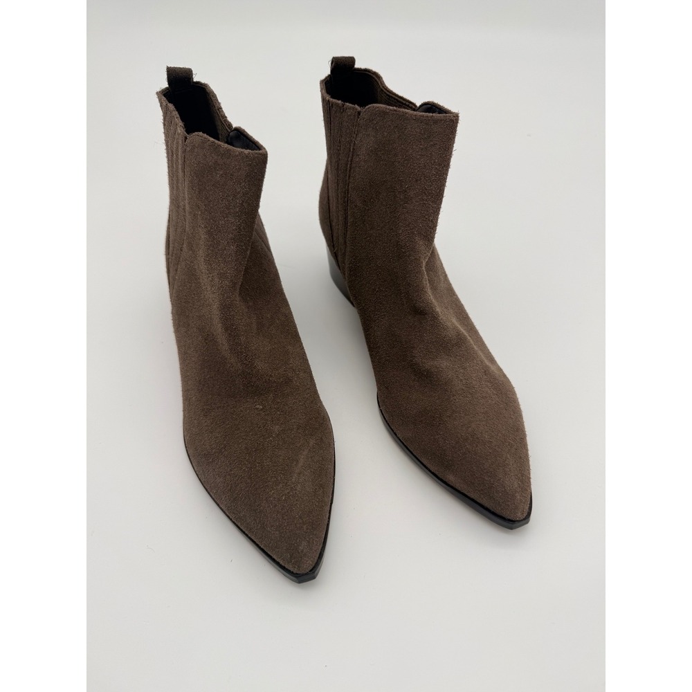 Marc Fisher Brown Western Suede Pointed Toe Ankle Boots Block Heel Womens 9.5M